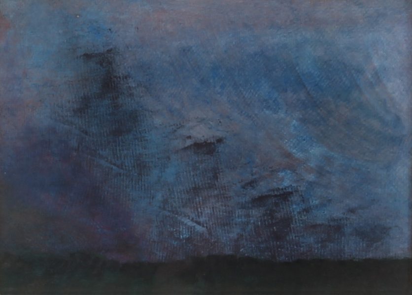 Hoher Himmel ungefasst, Öl auf Karton, 80er Jahre