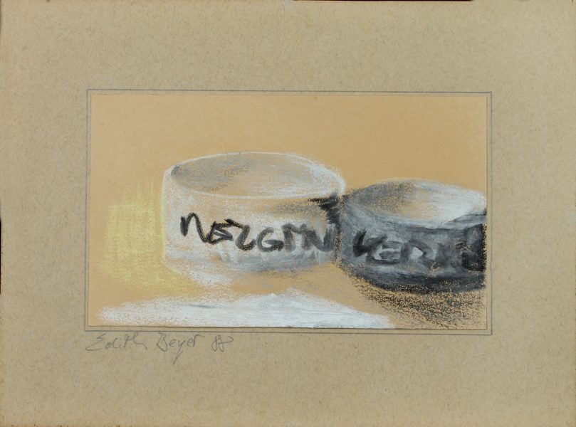Kleine Schalen, Ölkreide und Buntstift auf Papier, 1988