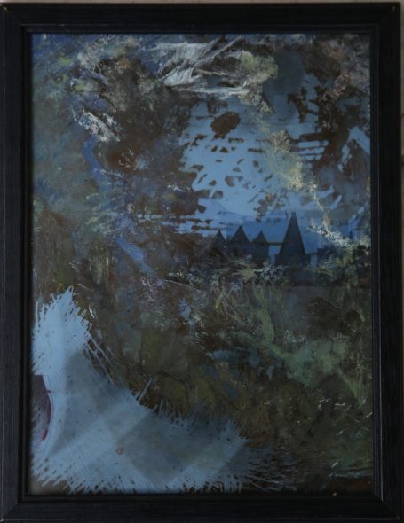 Weiße Nacht, Mischtechnik auf Folie mit Auskratzungen und Collage, 80er Jahre und 2025