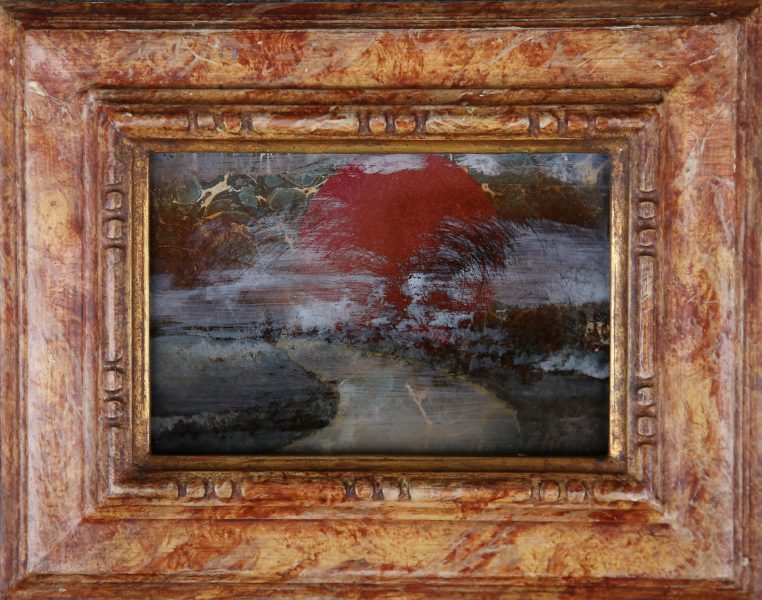 Kein Titel, Hinterglasmalerei und Collage, 70er Jahre